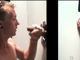 Straight dude enjoying gay oral sex on gloryhole