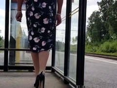 Hannatransa Chastity Crossdresser Outdoors At Train Station.