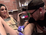 Inked up hottie Sully Savage has her clit tattooed