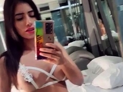 anabella galeano lewd white lingerie tease videos