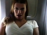 Girl is getting wet in private plane