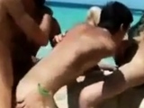 Bareback Amateur Handjob at the Beach with a Twink